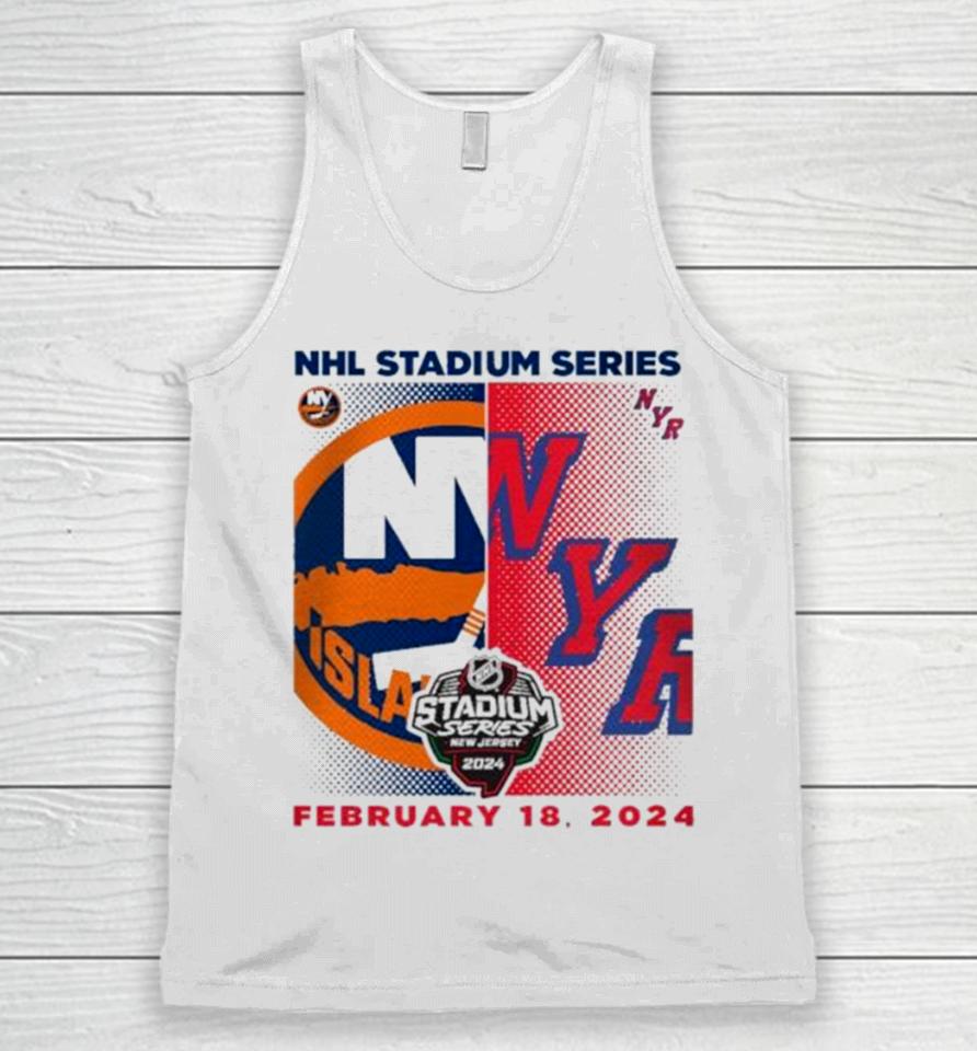 New York Islanders Vs. New York Rangers 2024 Nhl Stadium Series Matchup Logo Unisex Tank Top