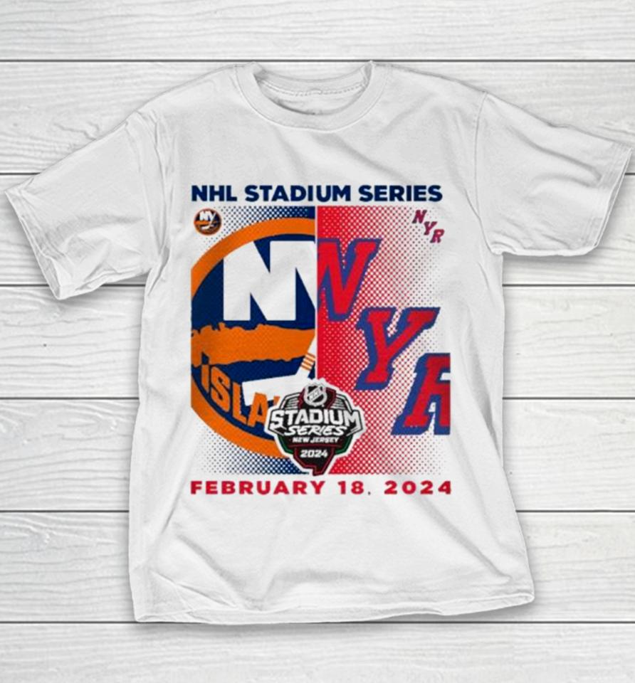 New York Islanders Vs. New York Rangers 2024 Nhl Stadium Series Matchup Logo Youth T-Shirt