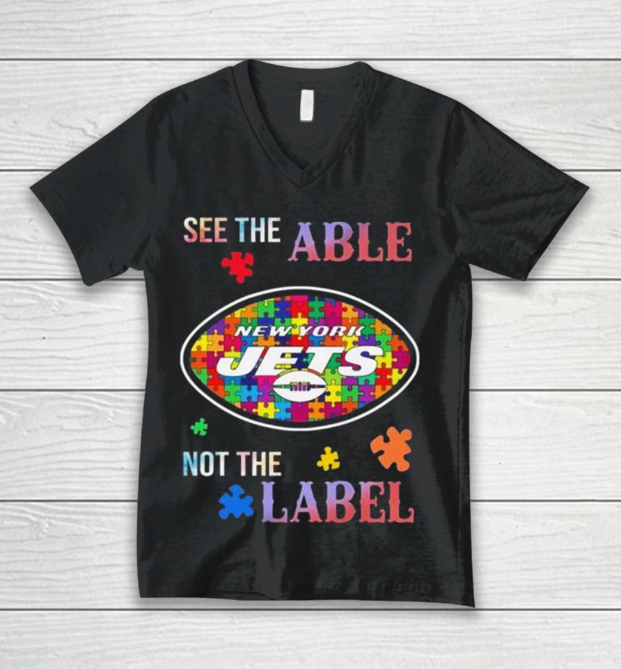 New York Jets Autism Awareness See The Able Not The Label Unisex V-Neck T-Shirt