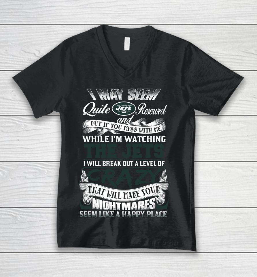New York Jets Nfl Football Don't Mess With Me While I'm Watching My Team Unisex V-Neck T-Shirt