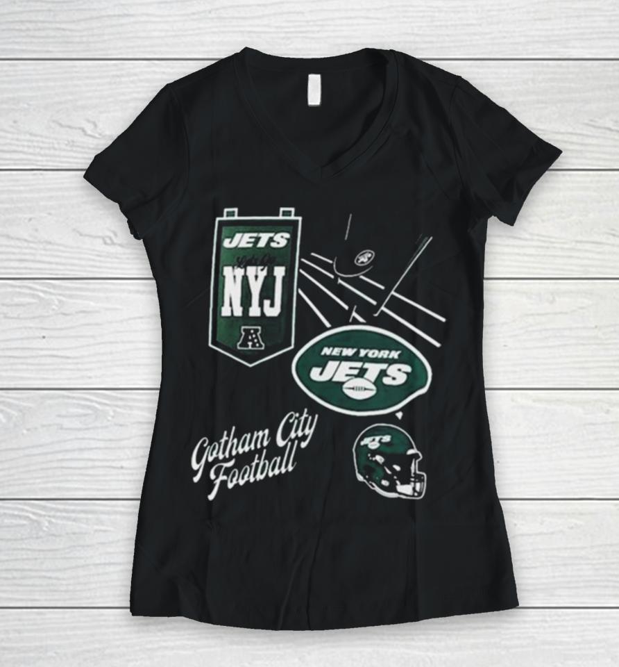 New York Jets Split Zone Women V-Neck T-Shirt