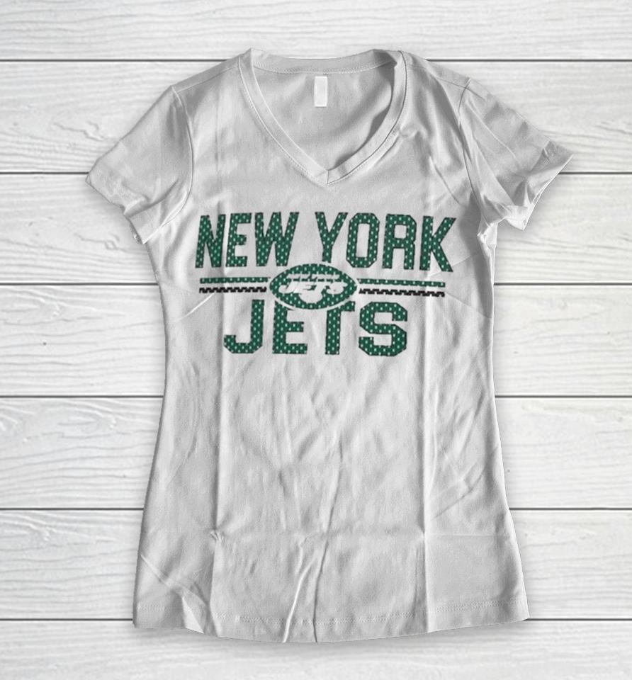 New York Jets Starter Mesh Team Graphic 2024 Women V-Neck T-Shirt