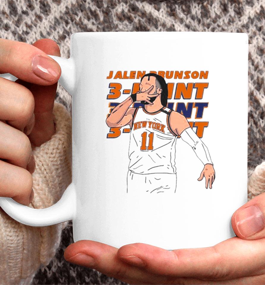 New York Knicks Jalen Brunson 11 Hand Sign Three Point Vector Coffee Mug
