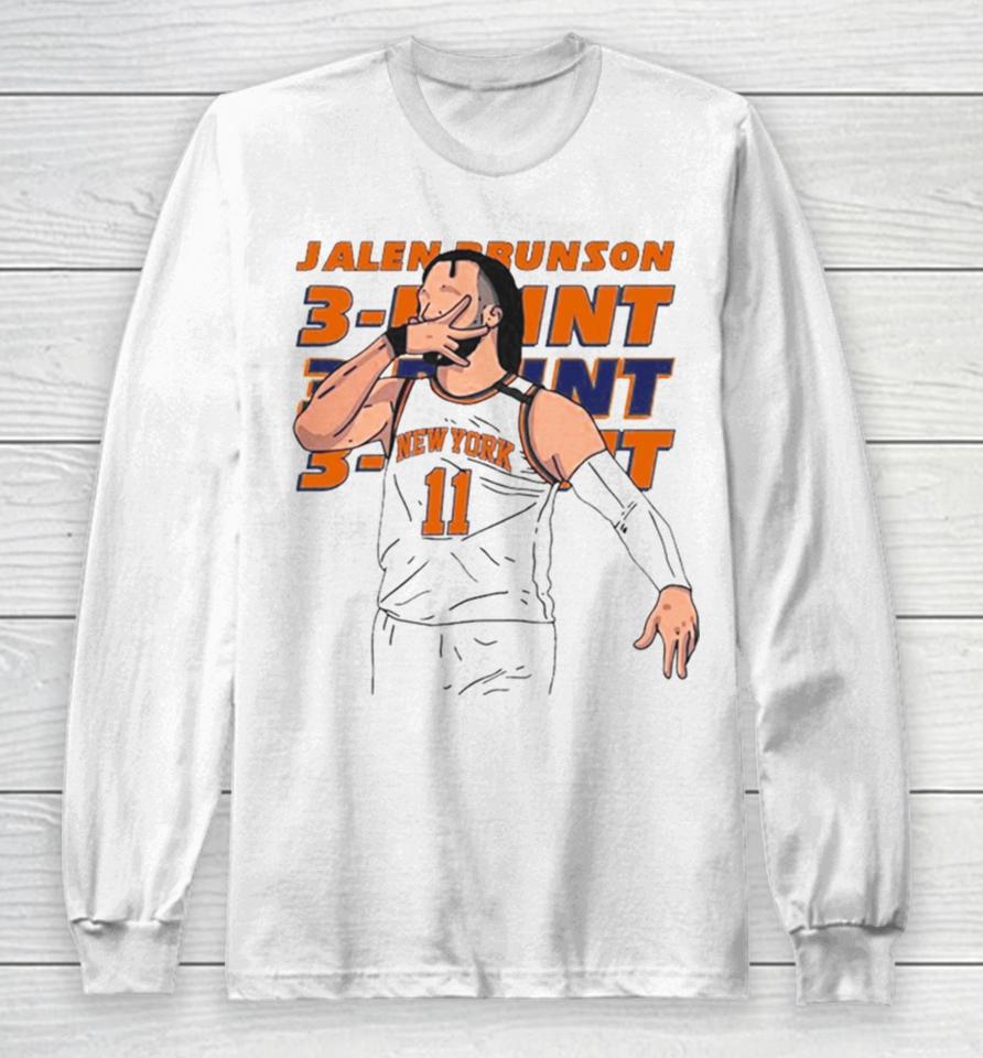 New York Knicks Jalen Brunson 11 Hand Sign Three Point Vector Long Sleeve T-Shirt
