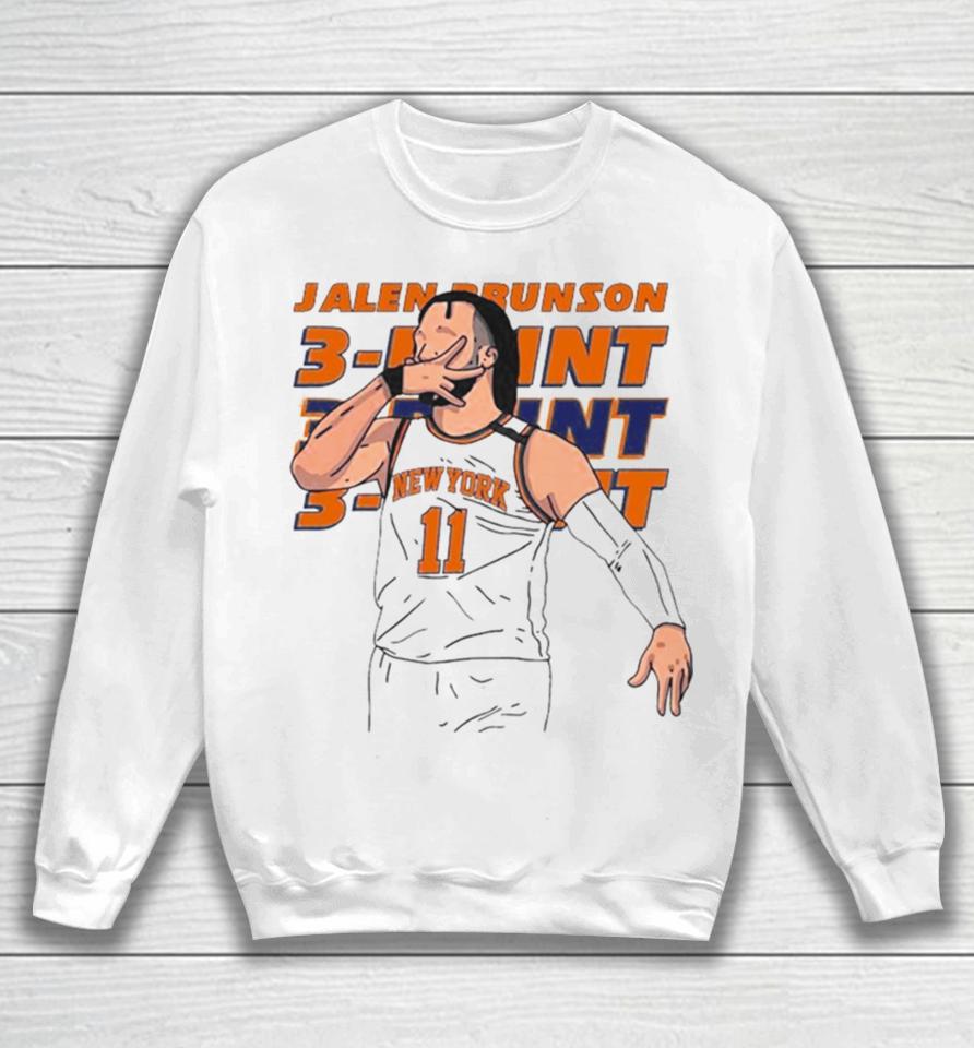 New York Knicks Jalen Brunson 11 Hand Sign Three Point Vector Sweatshirt