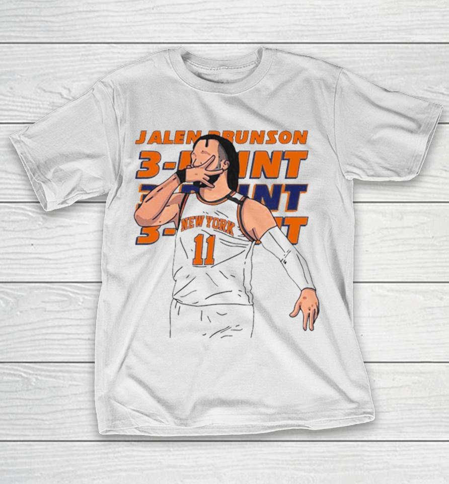 New York Knicks Jalen Brunson 11 Hand Sign Three Point Vector T-Shirt