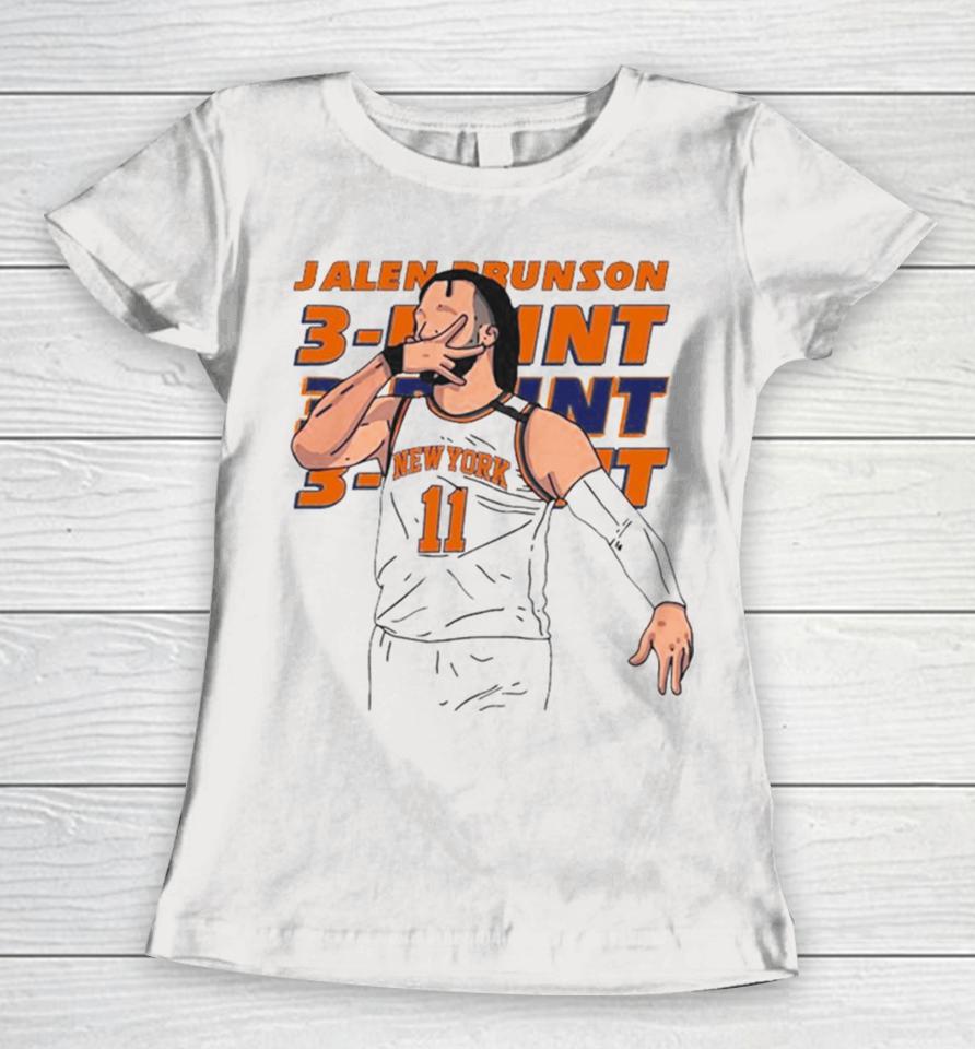 New York Knicks Jalen Brunson 11 Hand Sign Three Point Vector Women T-Shirt