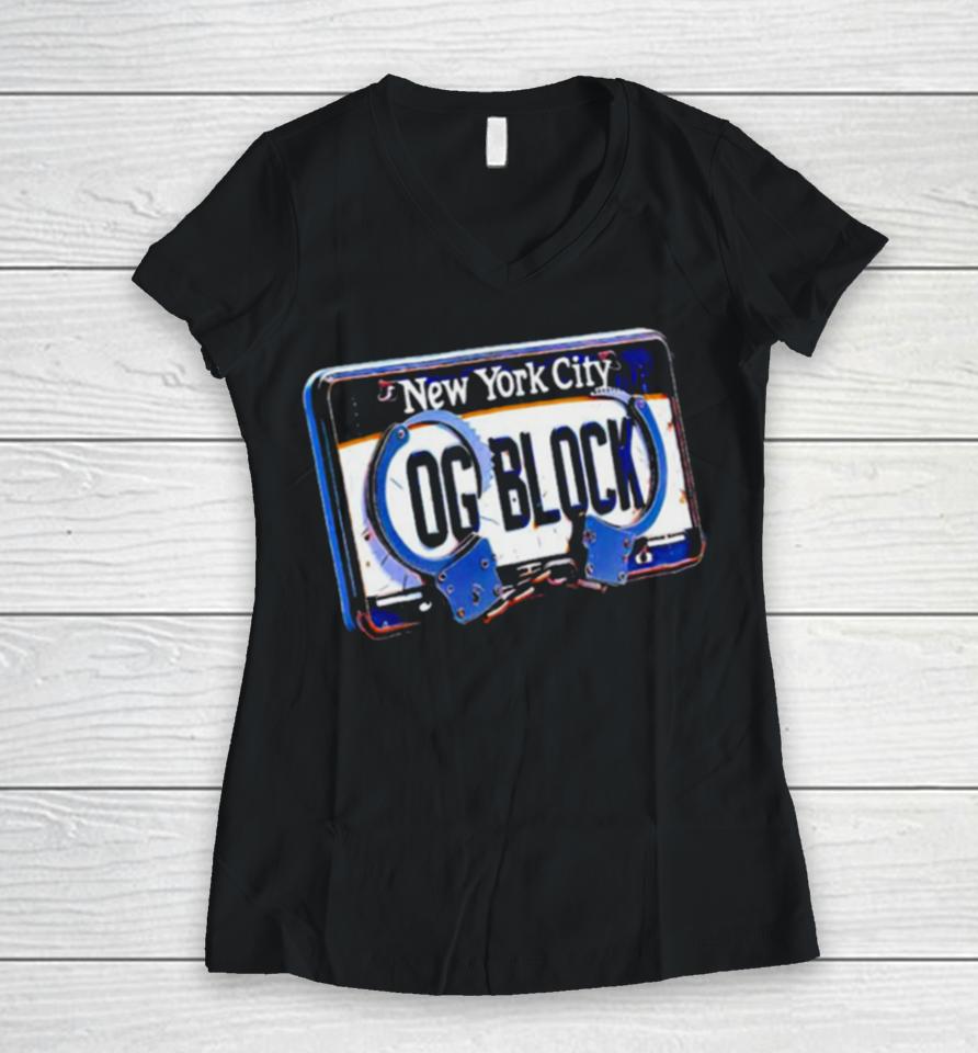 New York Knicks Og Block Women V-Neck T-Shirt