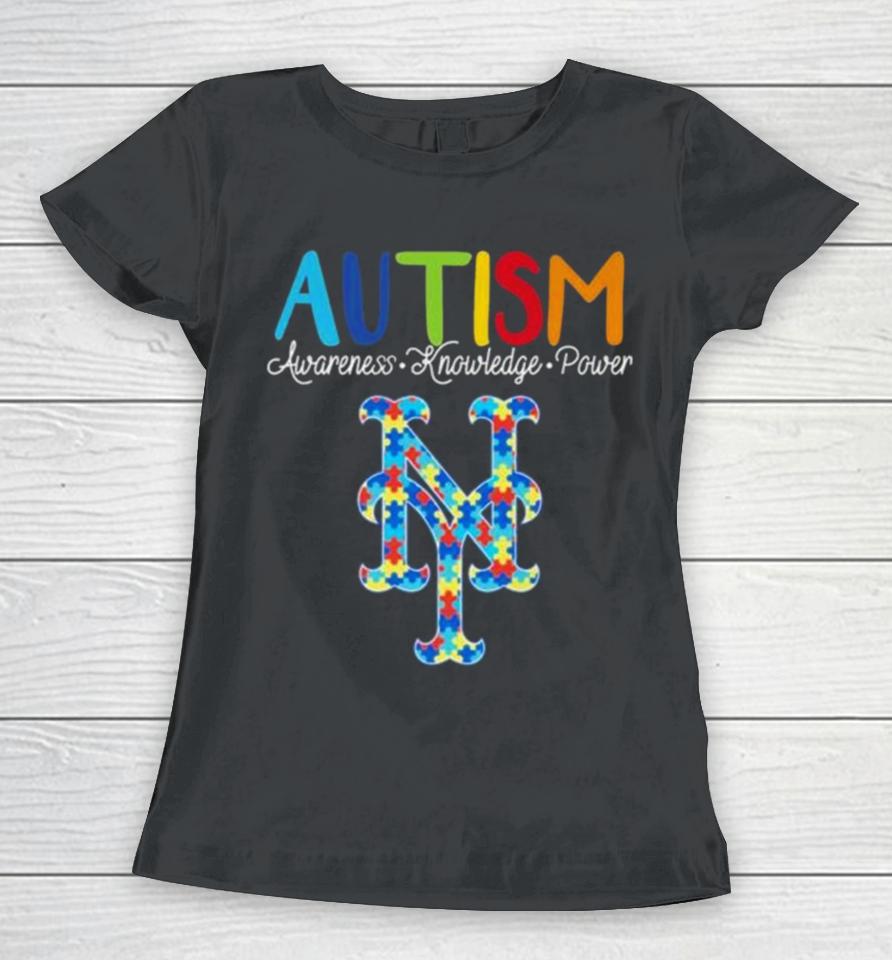 New York Mets Autism Awareness Knowledge Power Women T-Shirt