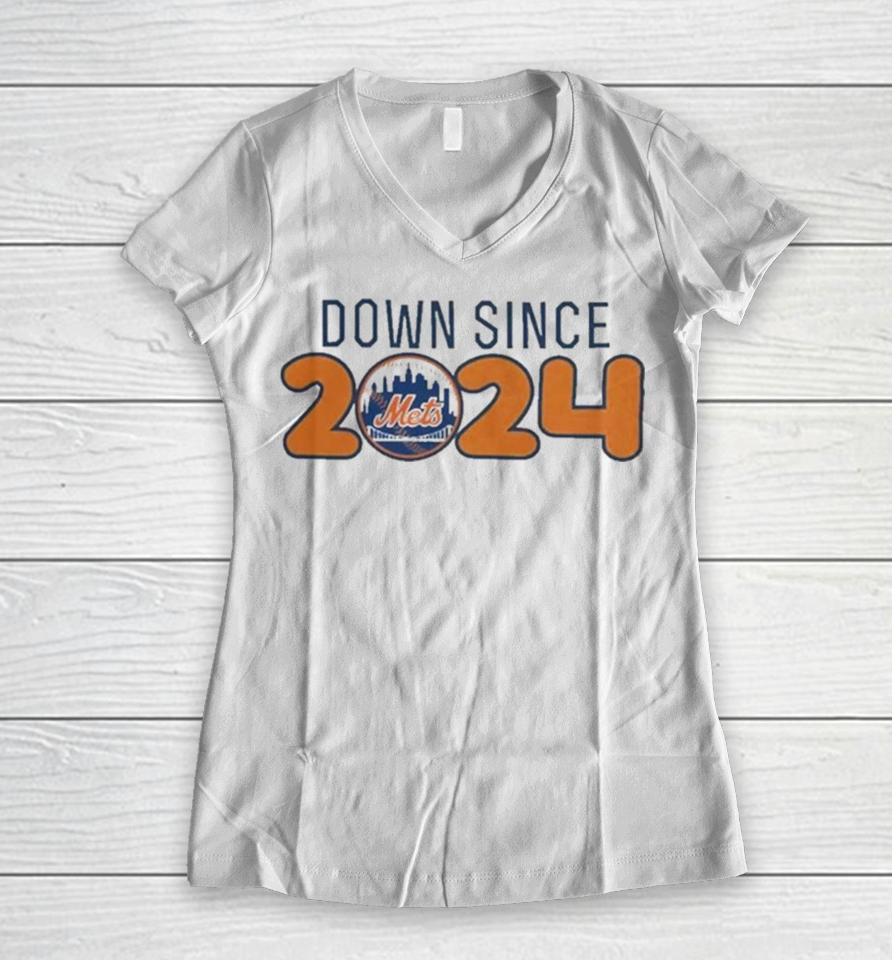 New York Mets Down Since 2024 Women V-Neck T-Shirt