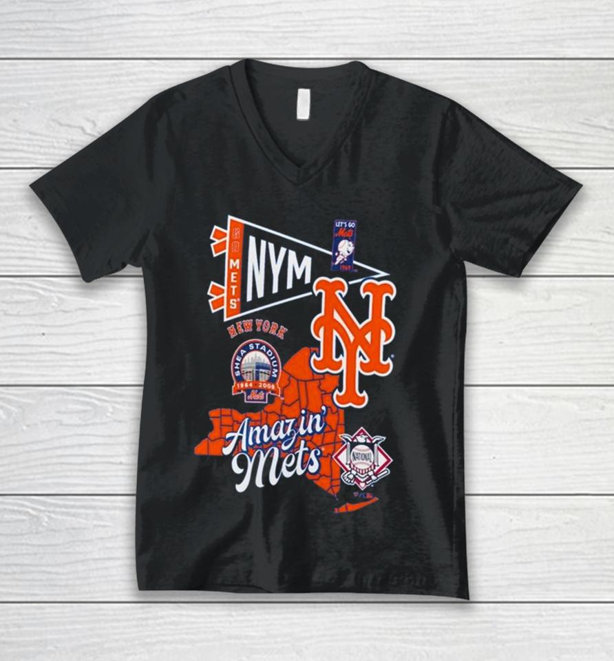 New York Mets Split Zone Amazin’ Mets Unisex V-Neck T-Shirt