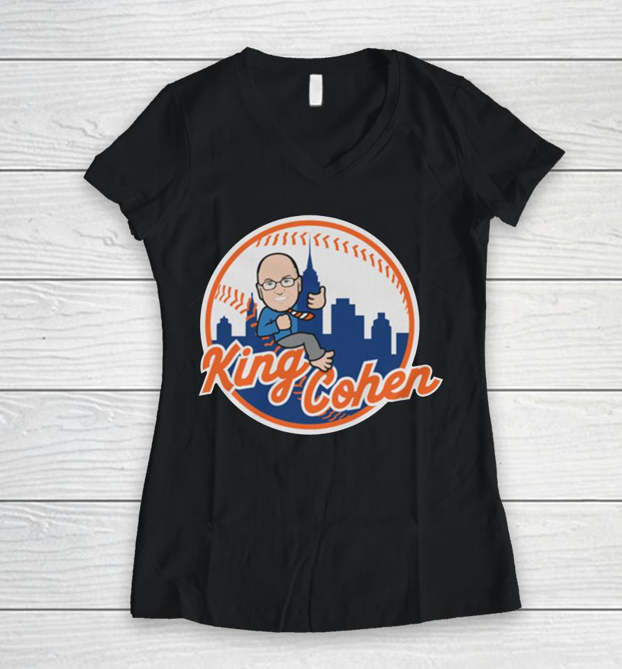 New York Mets Steven Cohen King Cohen Women V-Neck T-Shirt