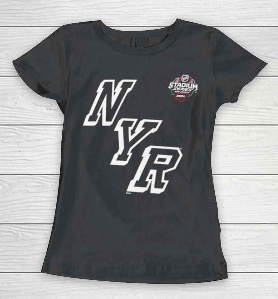 New York Rangers 2024 Nhl Stadium Series Black Women T-Shirt