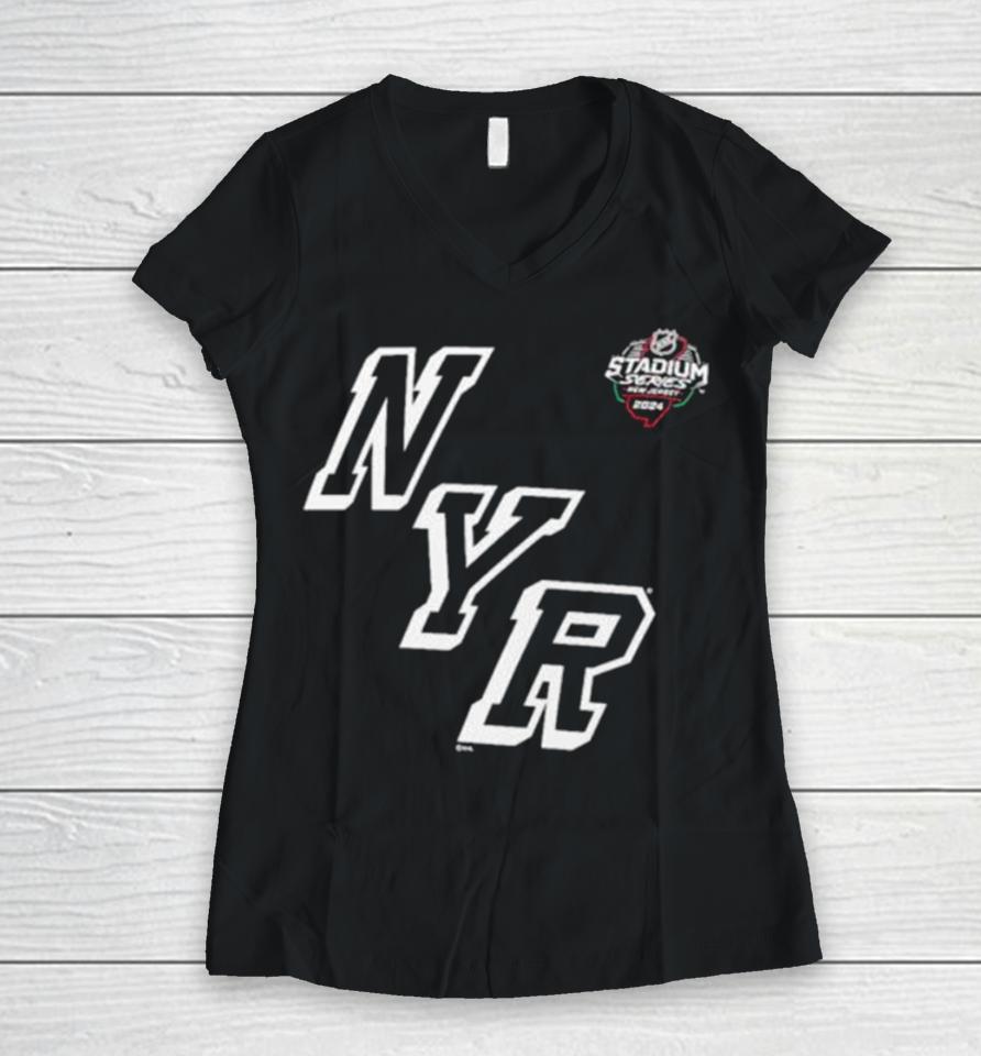New York Rangers 2024 Nhl Stadium Series Black Women V-Neck T-Shirt