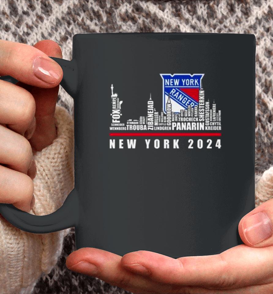 New York Rangers 2024 Skyline Players Names Coffee Mug