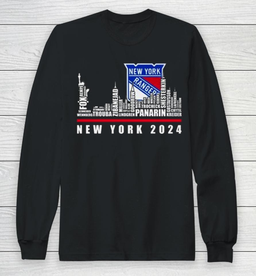New York Rangers 2024 Skyline Players Names Long Sleeve T-Shirt