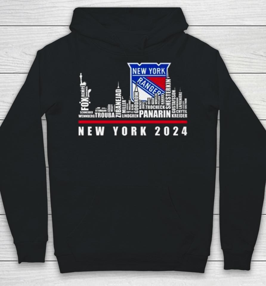 New York Rangers 2024 Skyline Players Names Hoodie