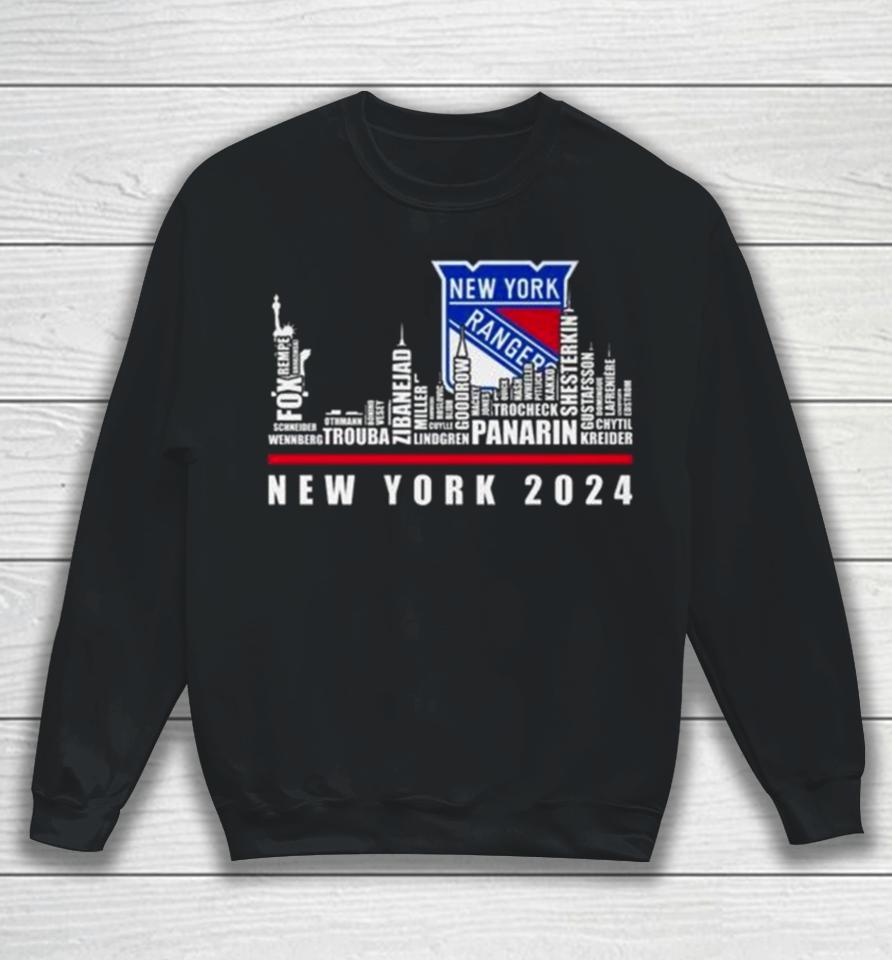 New York Rangers 2024 Skyline Players Names Sweatshirt