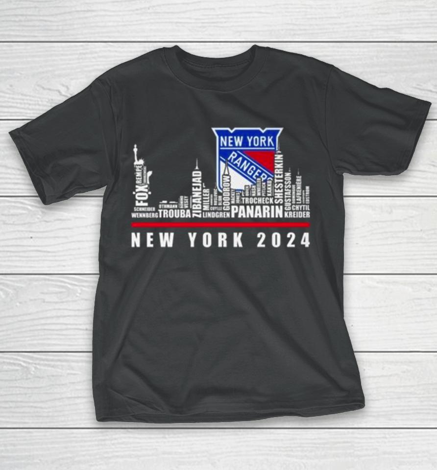 New York Rangers 2024 Skyline Players Names T-Shirt