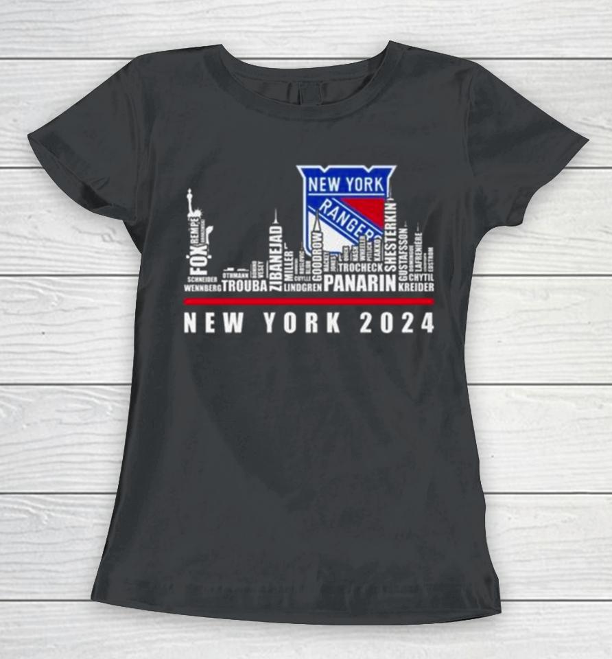 New York Rangers 2024 Skyline Players Names Women T-Shirt