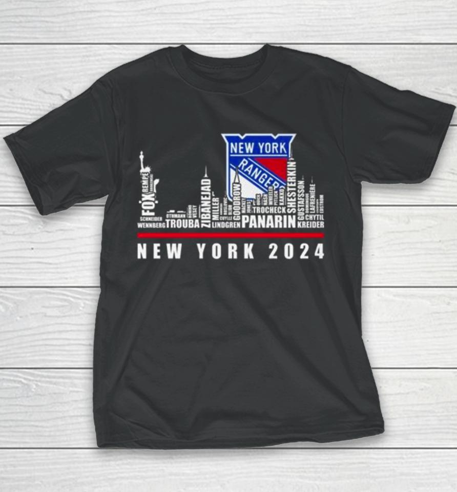 New York Rangers 2024 Skyline Players Names Youth T-Shirt