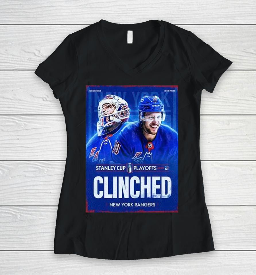 New York Rangers Are Bound For The Stanley Cup Playoffs 2024 Nhl Women V-Neck T-Shirt