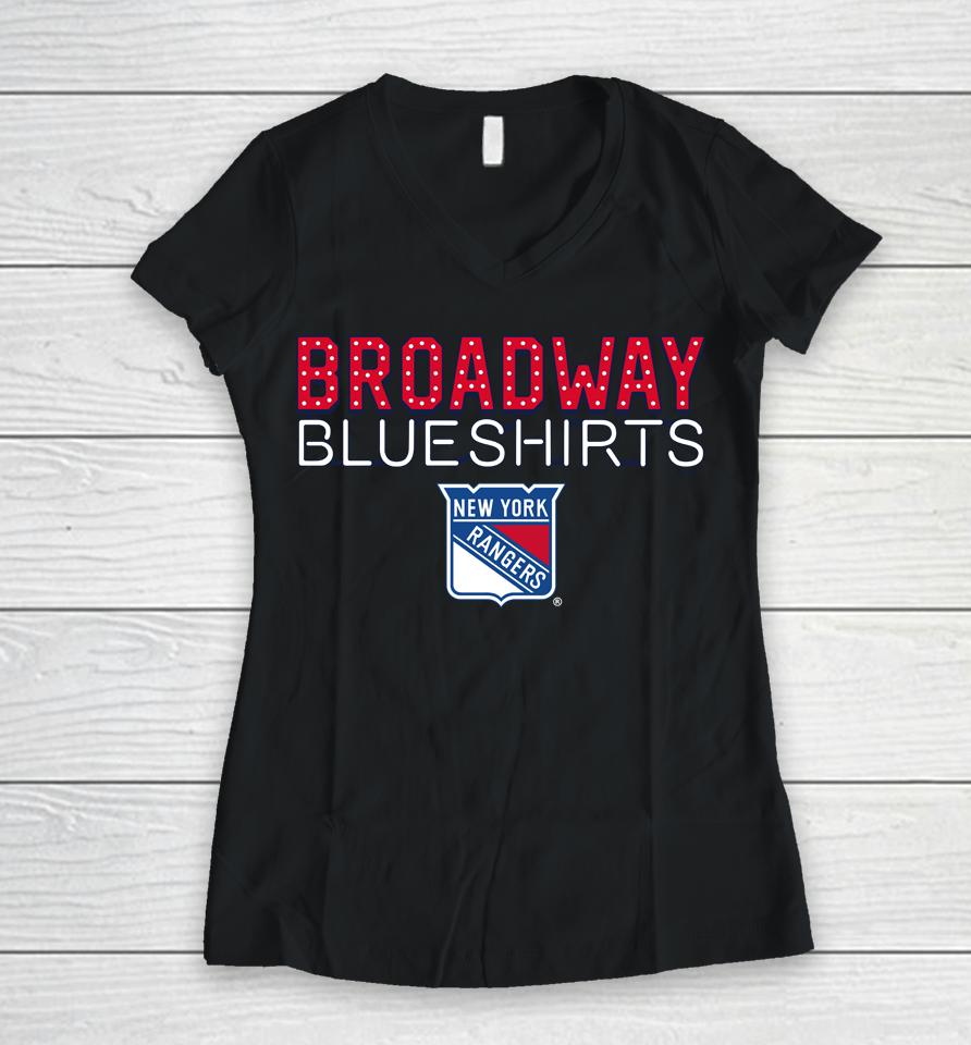 New York Rangers Broadway Blueshirts Women V-Neck T-Shirt