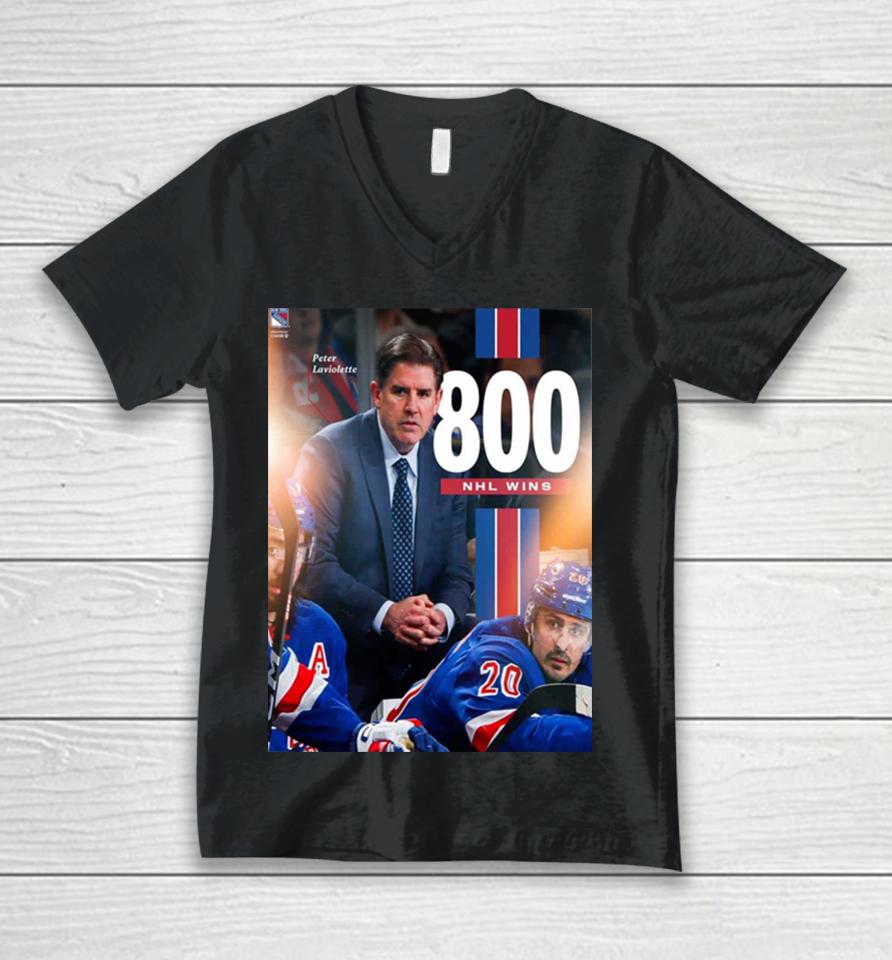 New York Rangers Coach Peter Laviolette With 800 Wins Unisex V-Neck T-Shirt