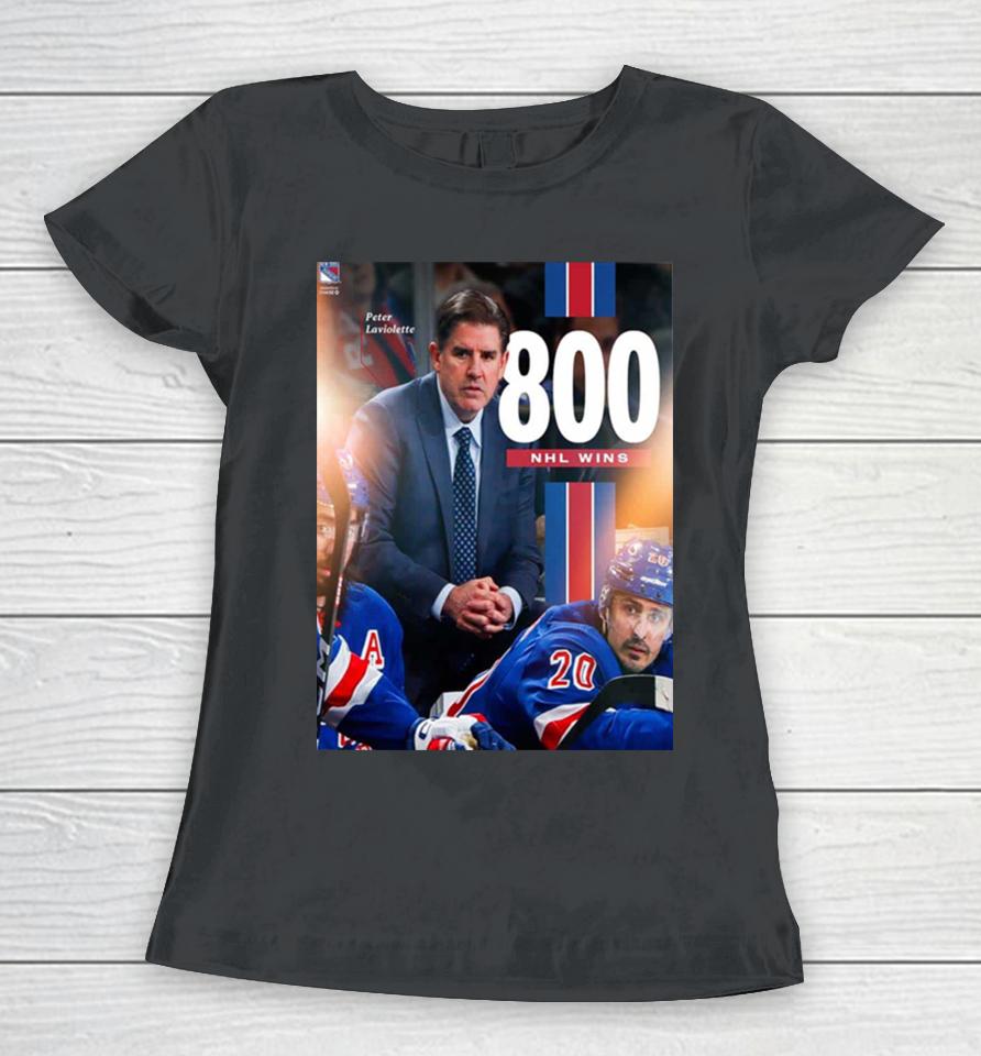 New York Rangers Coach Peter Laviolette With 800 Wins Women T-Shirt