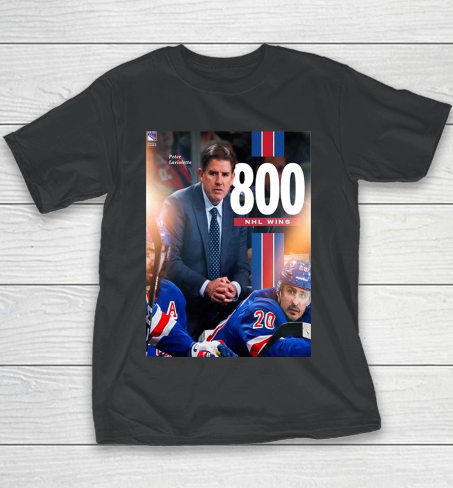 New York Rangers Coach Peter Laviolette With 800 Wins Youth T-Shirt