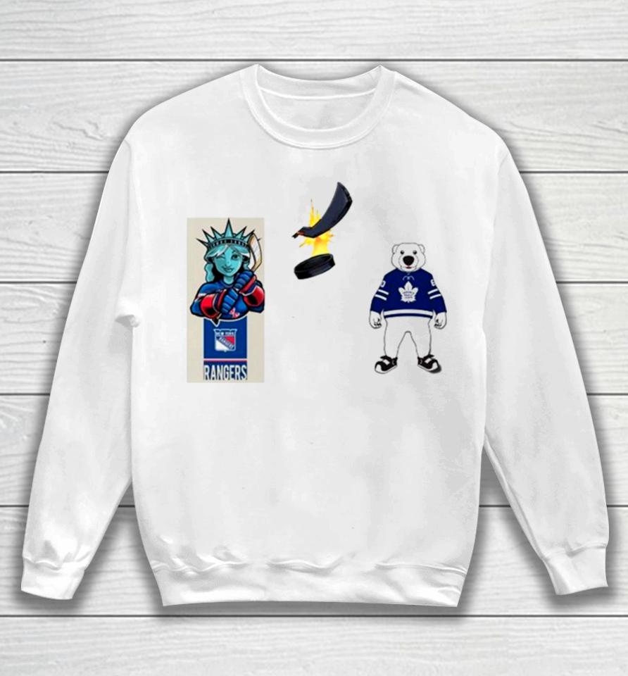 New York Rangers Vs Toronto Maple Leafs Nhl 2024 Mascot Cartoon Hockey Sweatshirt