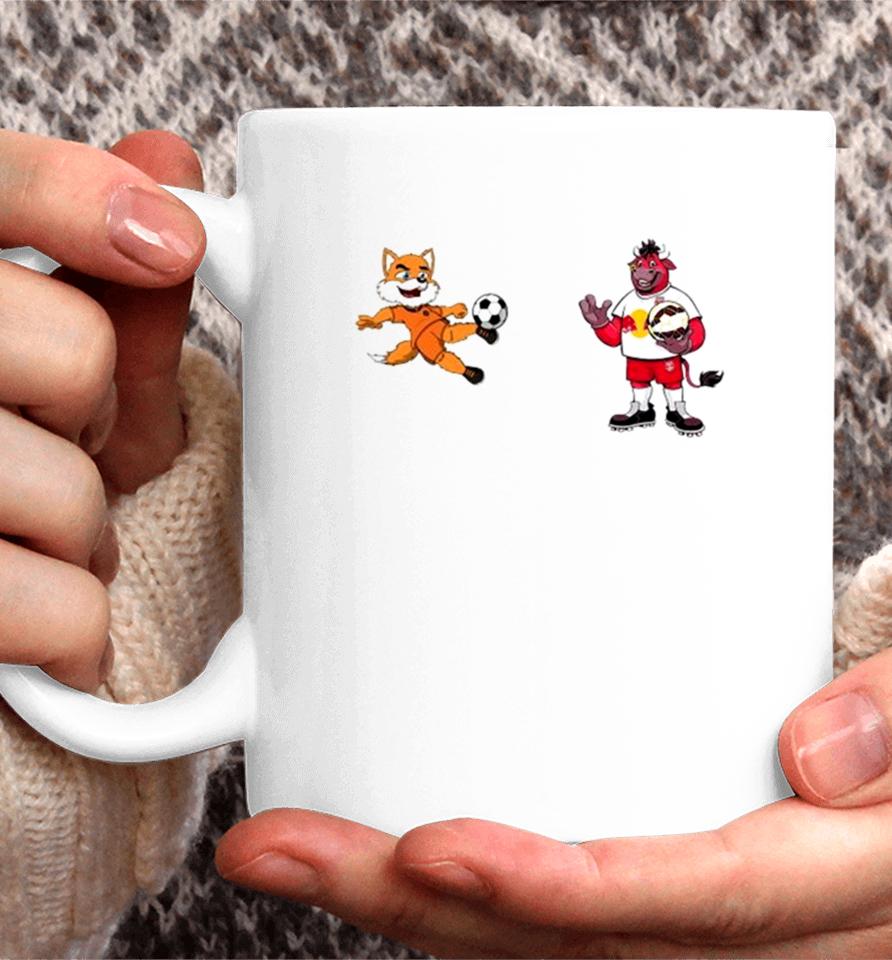 New York Red Bulls Vs Houston Dynamo Mls 2024 Mascot Cartoon Soccer Coffee Mug