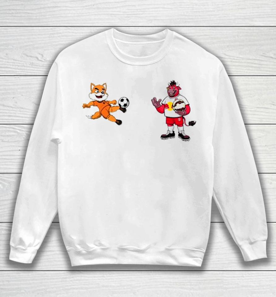 New York Red Bulls Vs Houston Dynamo Mls 2024 Mascot Cartoon Soccer Sweatshirt