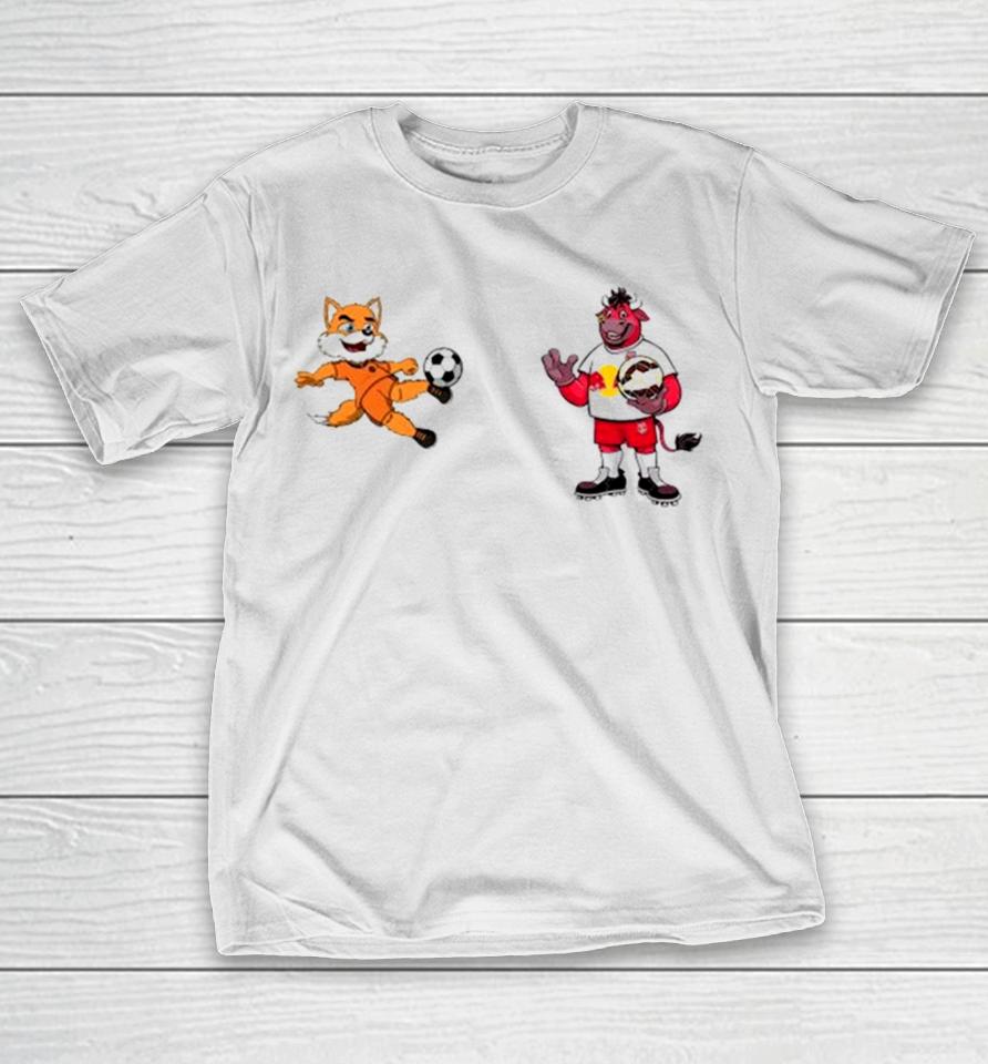 New York Red Bulls Vs Houston Dynamo Mls 2024 Mascot Cartoon Soccer T-Shirt