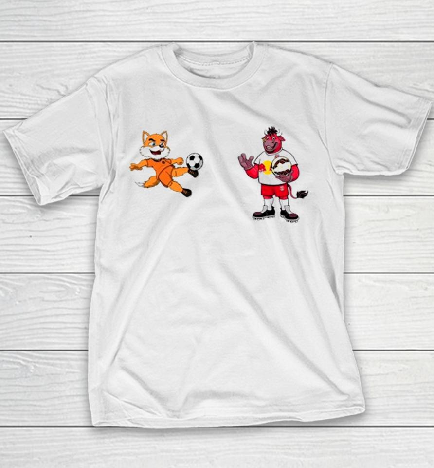 New York Red Bulls Vs Houston Dynamo Mls 2024 Mascot Cartoon Soccer Youth T-Shirt