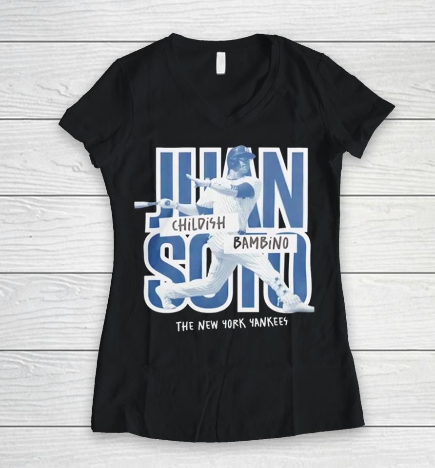 New York Yankees Juan Soto Childish Bambino Women V-Neck T-Shirt