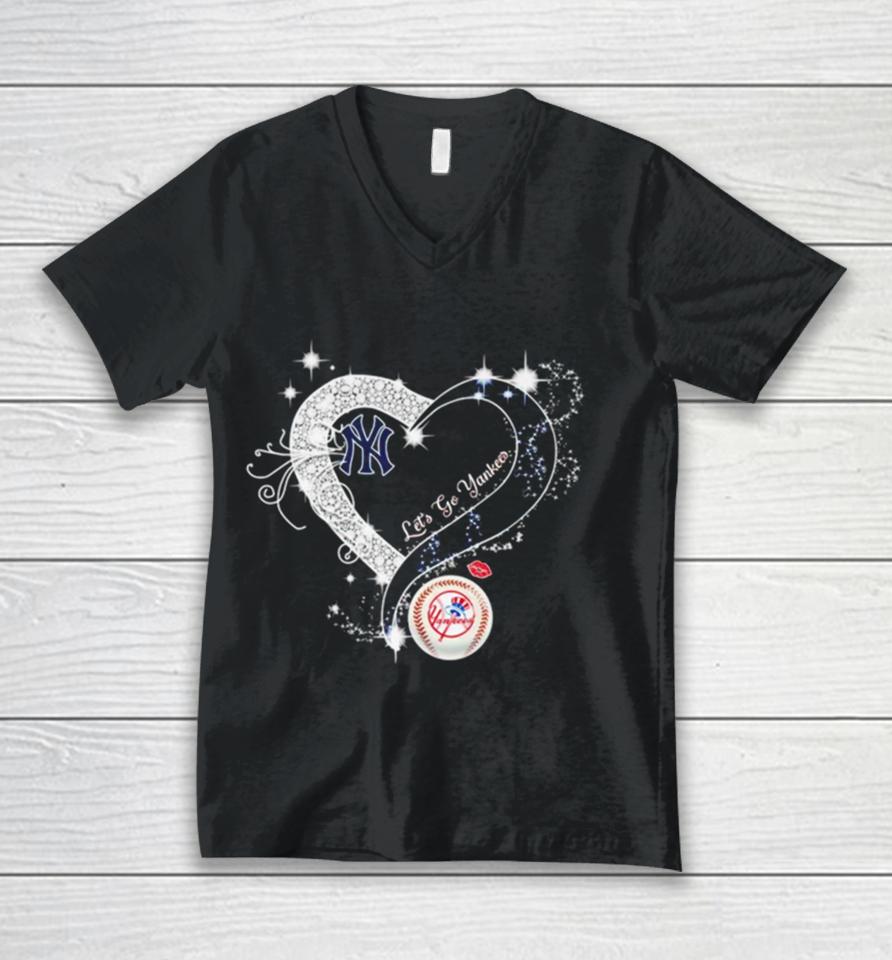New York Yankees Let’s Go Yankees Heart Unisex V-Neck T-Shirt