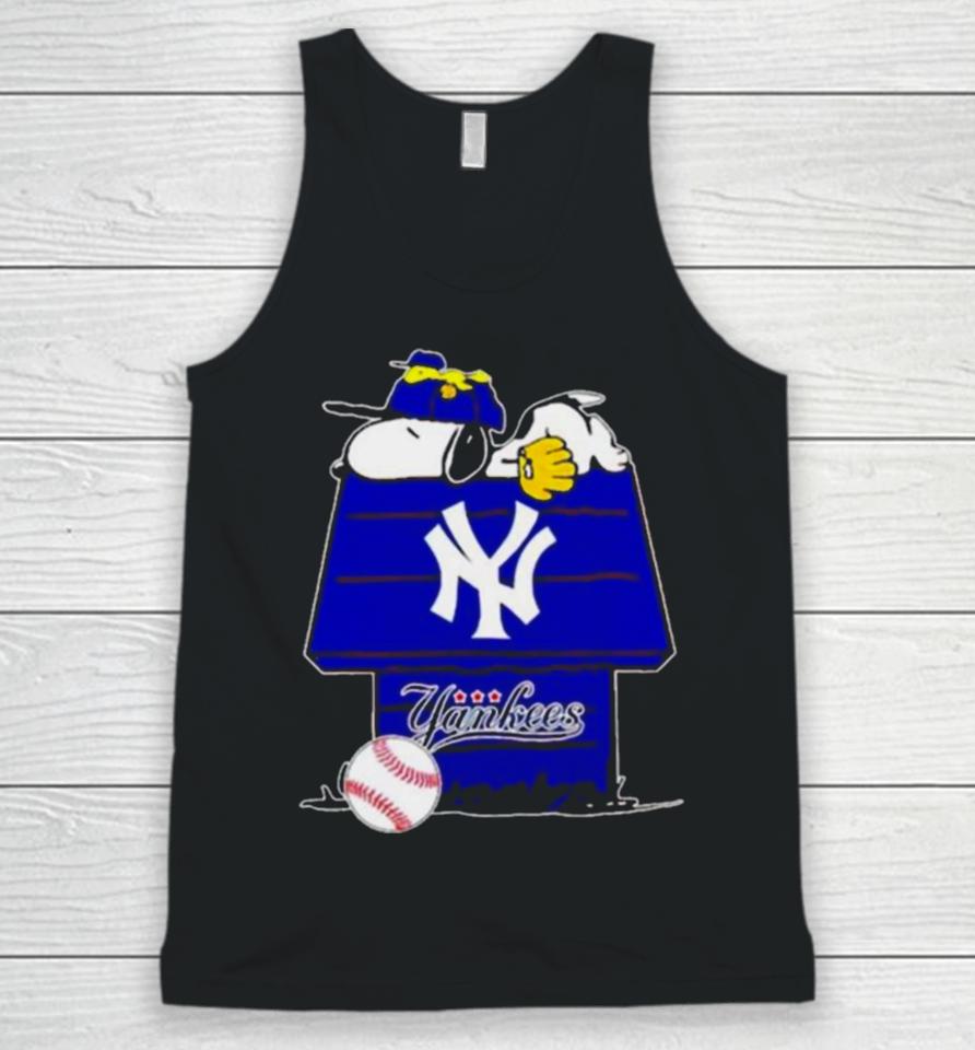 New York Yankees Snoopy And Woodstock The Peanuts Baseball Unisex Tank Top