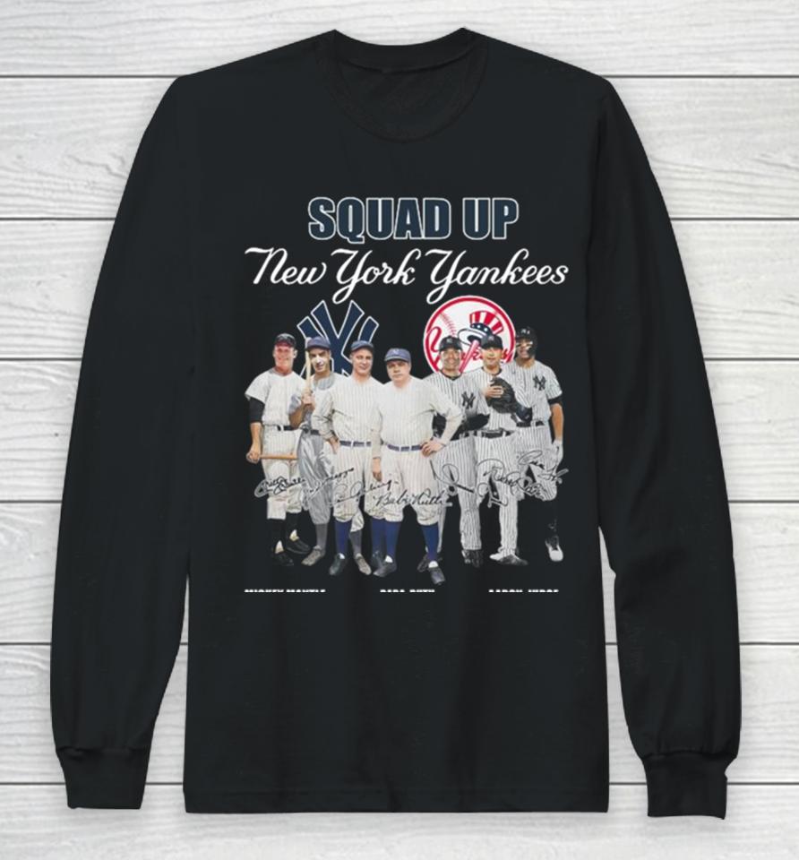 New York Yankees Squad Up Team Baseball Signatures 2024 Vintage Long Sleeve T-Shirt