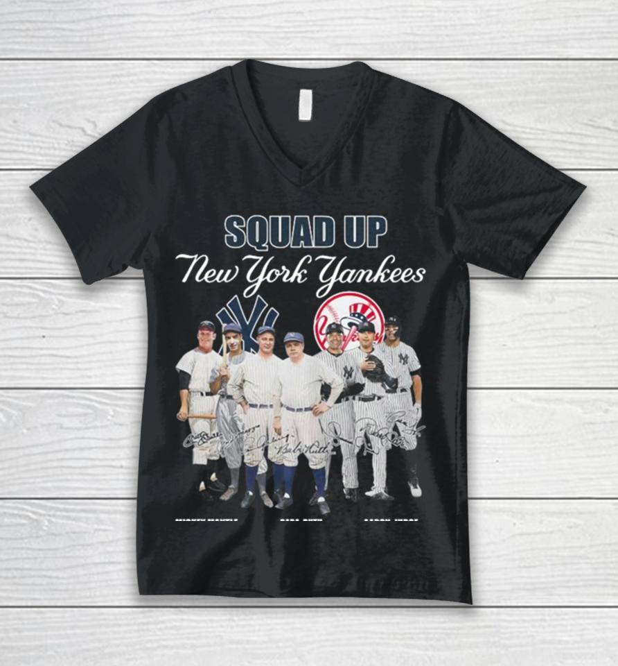 New York Yankees Squad Up Team Baseball Signatures 2024 Vintage Unisex V-Neck T-Shirt