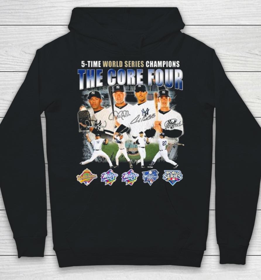 New York Yankees The Core Four 5 Time World Series Champions Signatures Hoodie