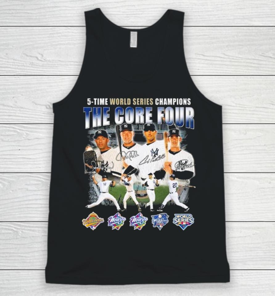 New York Yankees The Core Four 5 Time World Series Champions Signatures Unisex Tank Top