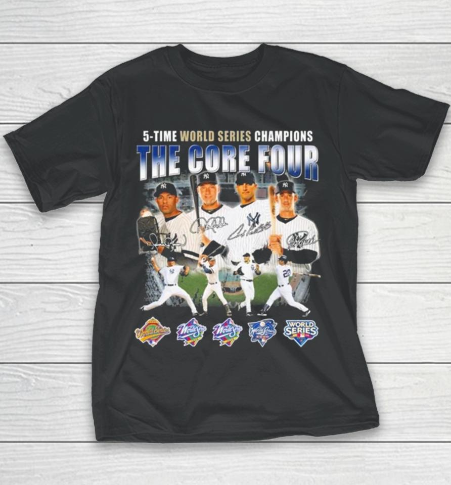 New York Yankees The Core Four 5 Time World Series Champions Signatures Youth T-Shirt
