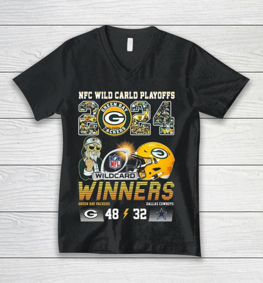 Nfc Wild Card Playoffs 2024 Winners Green Bay Packers 48 – 32 Dallas Cowboys Unisex V-Neck T-Shirt