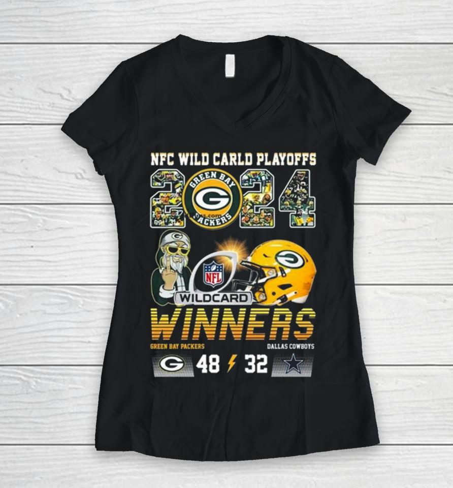 Nfc Wild Card Playoffs 2024 Winners Green Bay Packers 48 – 32 Dallas Cowboys Women V-Neck T-Shirt