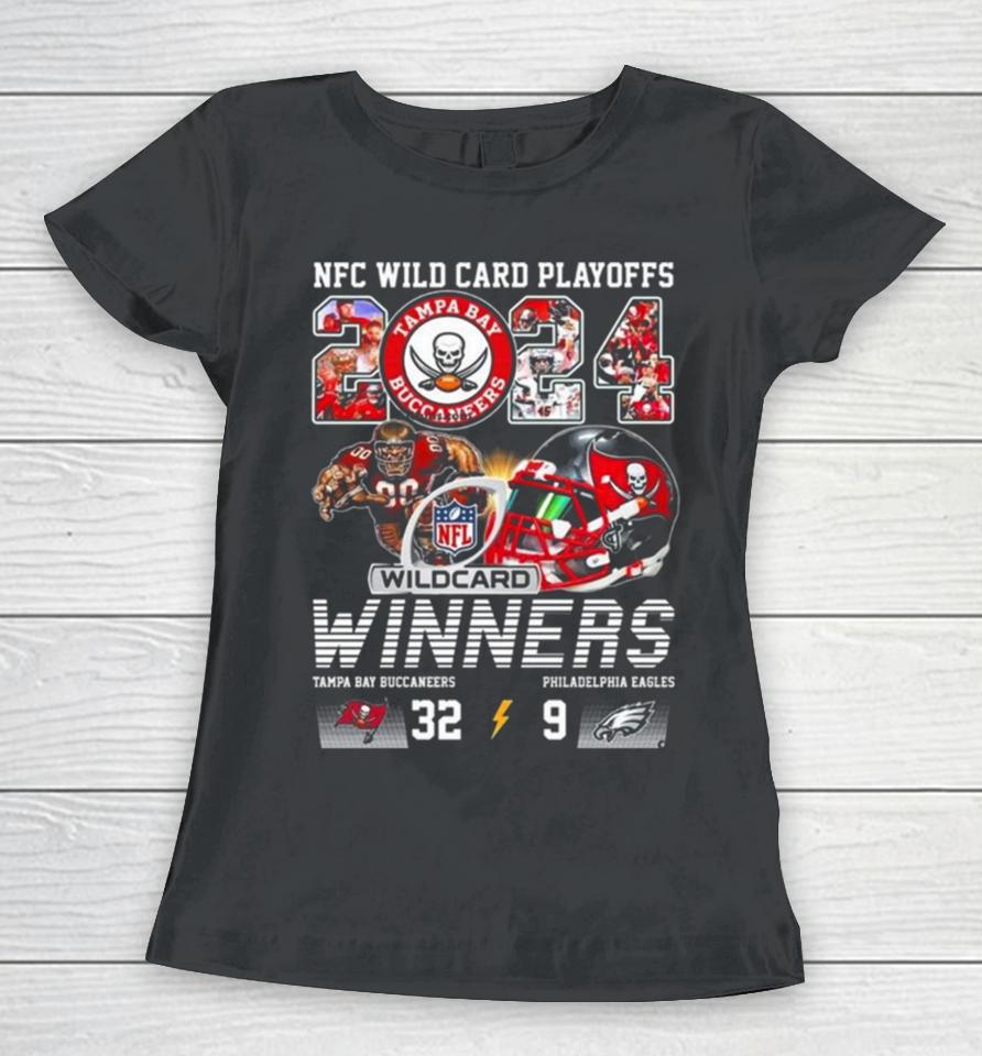Nfc Wild Card Playoffs 2024 Winners Tampa Bay Buccaneers 32 9 Philadelphia Eagles Mascot Women T-Shirt