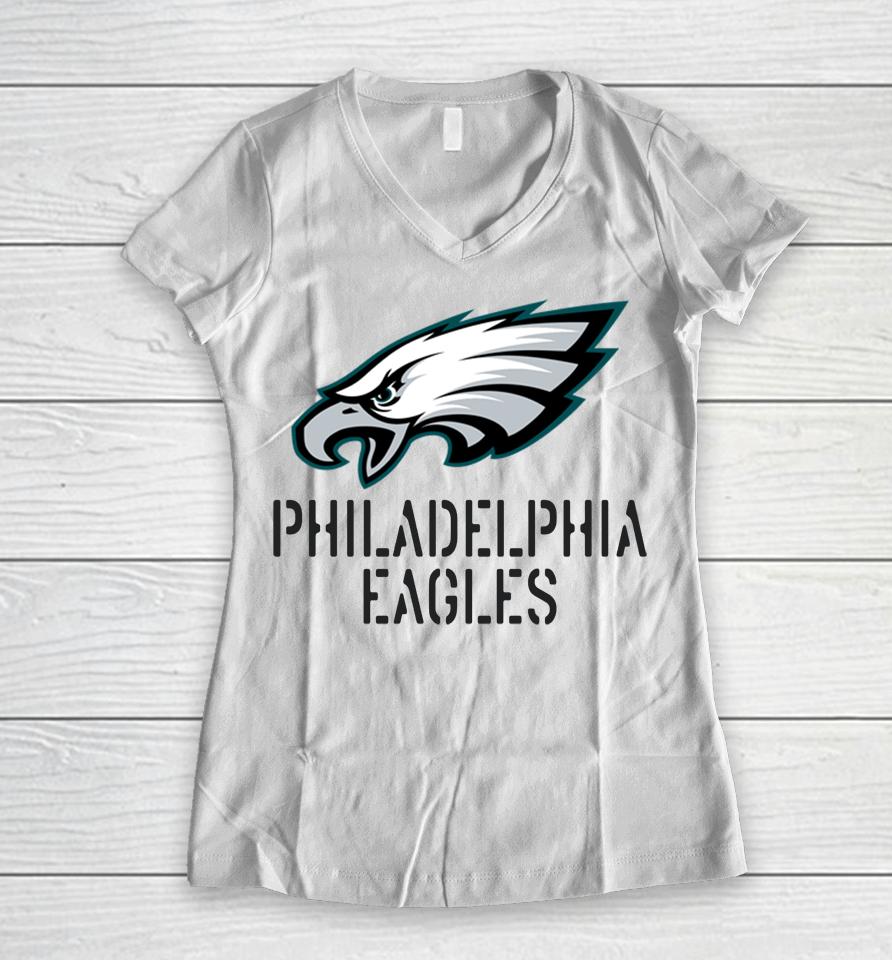 Nfl 2022 Fanatics Brands Men's Salute To Service Philadelphia Eagles Women V-Neck T-Shirt