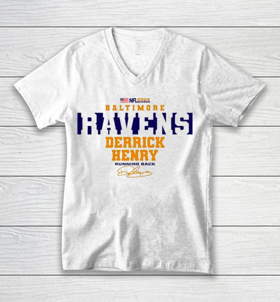 Nfl 2024 Baltimore Ravens Derrick Henry Running Back Unisex V-Neck T-Shirt