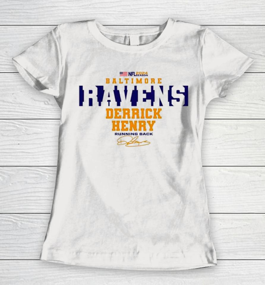 Nfl 2024 Baltimore Ravens Derrick Henry Running Back Women T-Shirt