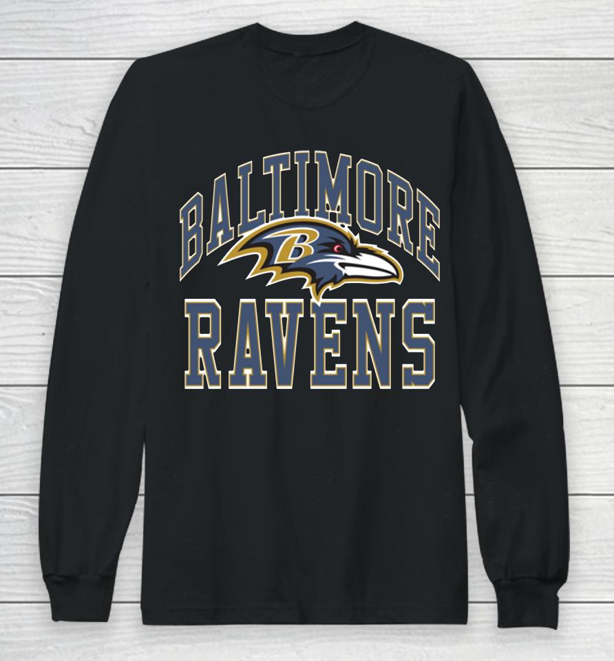 Nfl Baltimore Ravens Arch Homage Black Long Sleeve T-Shirt